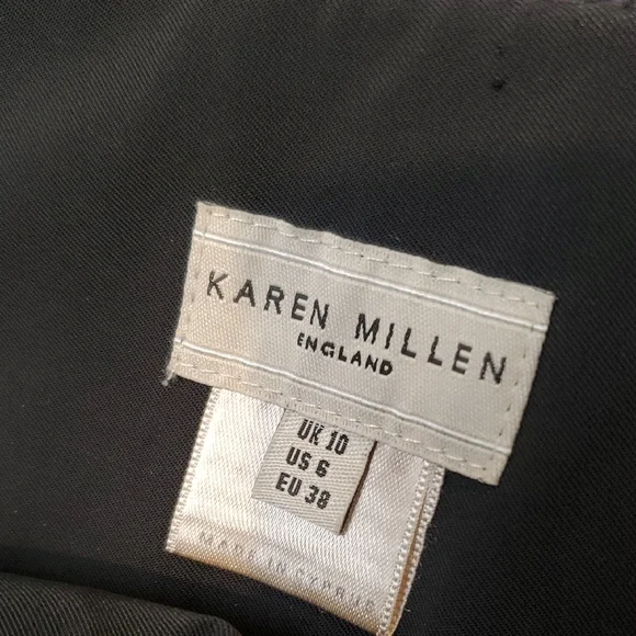 Karen Millen Black Boot Cut Flare Pants With Belt Office Trouser High Waist Sz 6 - Picture 2 of 14